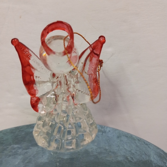 💕3/$20 Clear Acrylic & Pink Christmas Angel Cherub Figurine Miniature Hong Kong - Picture 2 of 5